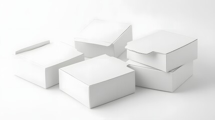 Fototapeta premium White Cardboard Boxes Arranged on a White Background