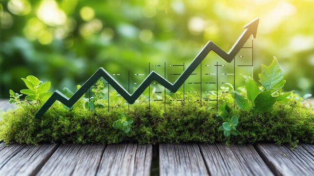 Wealth and sustainability merging in a visual representation of financial prosperity and ecological balance. Green growth, responsible investing, economic resilience...