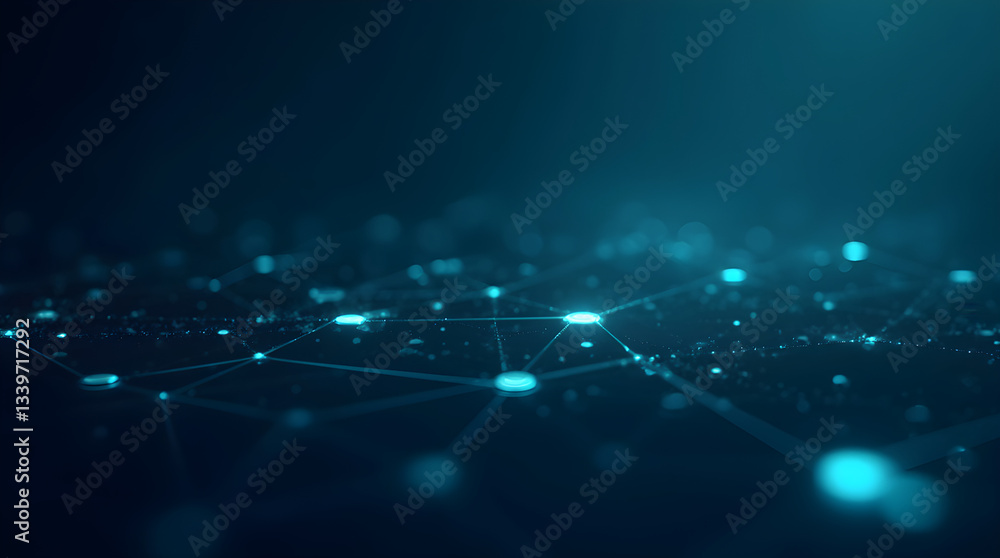 Aufkleber digital network glowing blue abstract technology background image