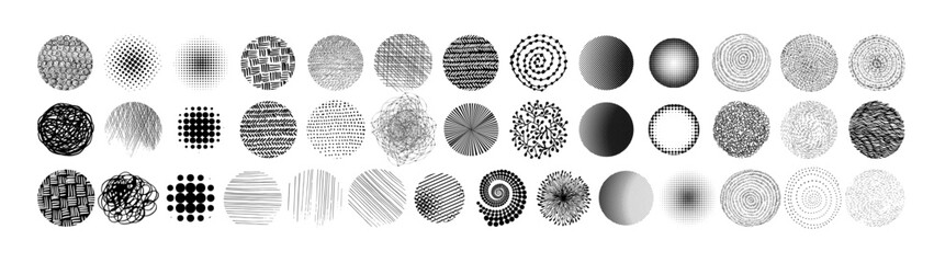 Set of graphic circles handmade. Not AI, Vector illustration.