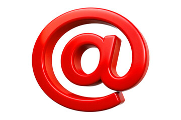 Obraz premium Shiny red 3D email symbol, isolated on a white surface, representing web communication, email marketing, online business, and digital networking tools 