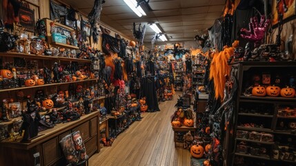 Extensive Halloween Retail Display: A Store Overflowing with Spooky Decorations