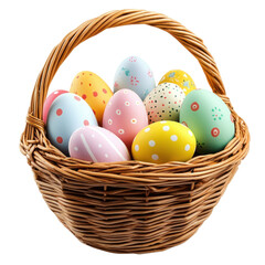 colorful easter eggs in basket