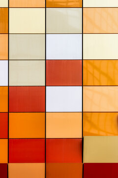 Modern colorful tile pattern on building exterior in Hong Kong