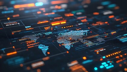 World data map showing technology network background, digital