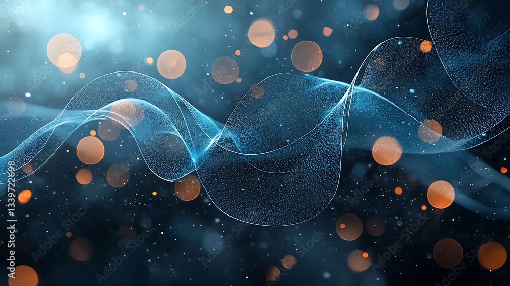 Poster Abstract digital wave design with bokeh