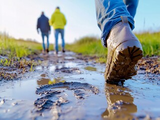 Hiking Boots Mud Trail Adventure Travel