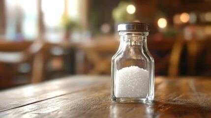 Salt shaker, cafe table, bokeh
