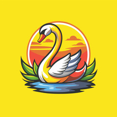 Obraz premium Gradient Swan Logo with Vibrant Hues and Fluid Elegance