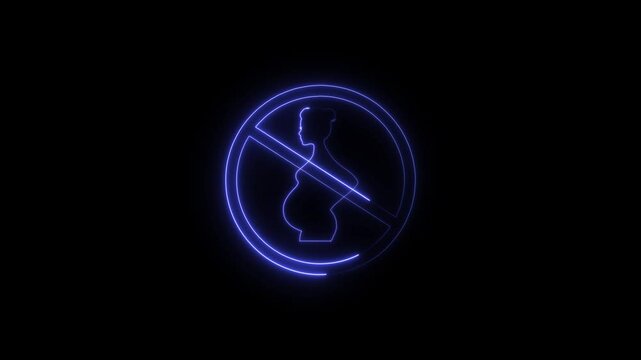 Neon No Pregnancy Icon. Stylish prohibition sign for black background