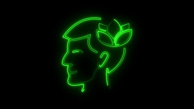 Glowing neon relax icon isolated on black background. HD Video motion graphic animation