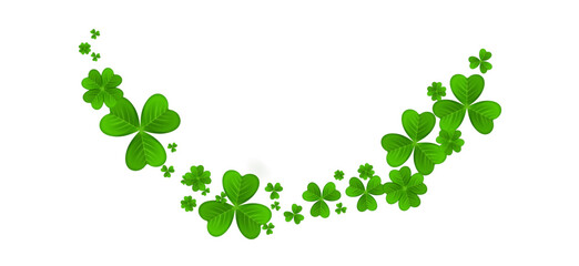 Fototapeta premium Realistic shamrock wreath element. Round clover frame. Green leaves
