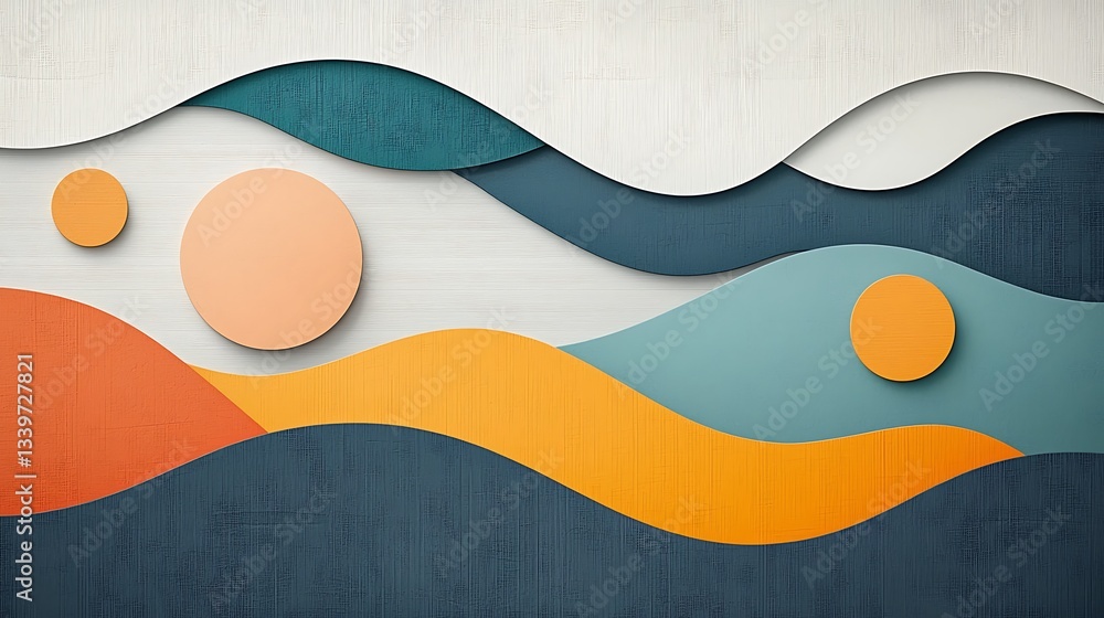 Poster Abstract layered shapes with wavy forms