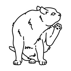 cat scratching its body outline illustration. cat line illustration.