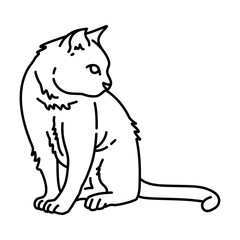 cat sitting outline illustration. cat line illustration.