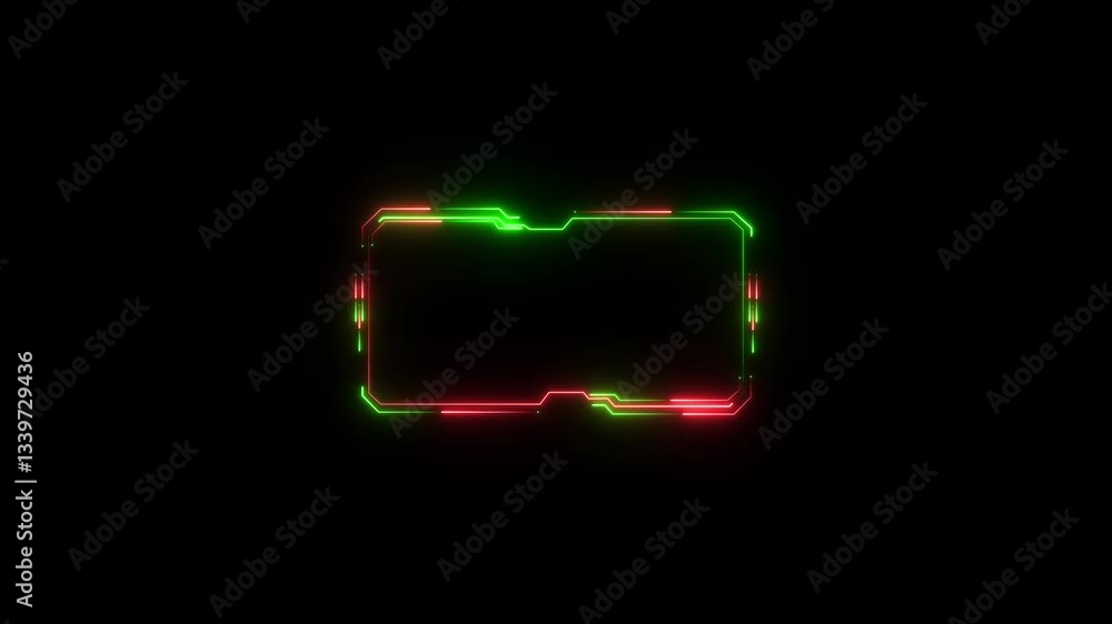 Poster digital hud futuristic motion graphic element cyber generated background. neon glowing technology ho