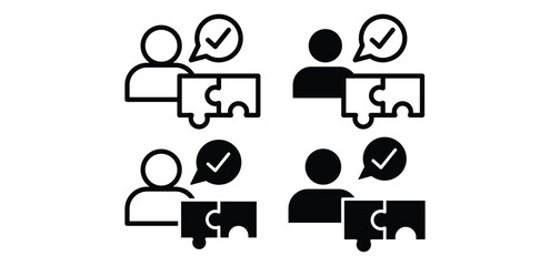 Fototapeta premium Problem Solving Teamwork and Puzzle Piece Solution Icons Vector Design Illustration