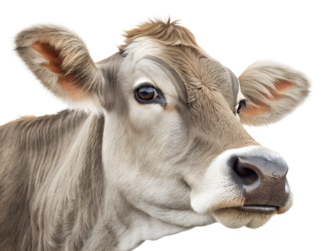 Close up view of a cows gentle face in daylight