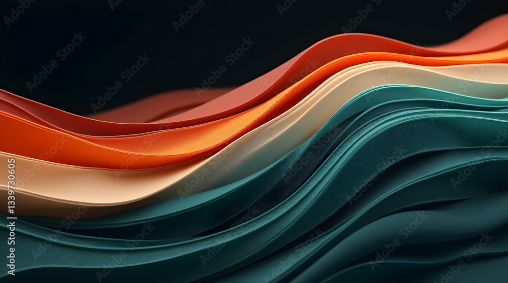 Aufkleber abstract colorful waves layers - smooth gradient texture background wallpaper - modern flowing desig