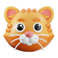 Cat animal in a playful 3D render suitable for children's book illustrations, pet related designs, and cat related branding projects. Cute and whimsical