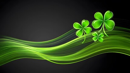 Abstract Green Wave with Shamrocks St Patricks Day Design