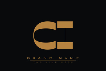 CI initial letter logo design. Letter C and I luxury alphabet letter logo icon template