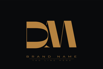 DM initial letter logo design. Letter D and M luxury alphabet letter logo icon template