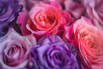 Colorful Rose Bouquet, Floral Arrangement of Pink, Purple, and Orange Roses