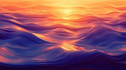 Obraz premium Serene Waves of the Ocean at Sunset with Warm Purple and Orange Hues in the Sky