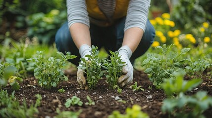 Fototapeta premium Seasonal Gardening: Embrace Seasonal Gardening This Summer by Growing Beautiful Blooms, Vibrant Flowers, and Healthy Vegetables in Your Backyard, Creating a Colorful Oasis for All to Enjoy.