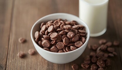 Bowl of chocolate cereal with milk