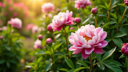 Obraz premium Peonies open in lush fullness