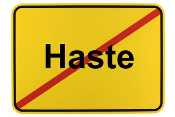 Illustration eines Ortsschildes der Gemeinde Haste in Niedersachsen