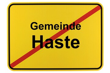Illustration eines Ortsschildes der Gemeinde Haste in Niedersachsen