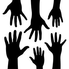 Hands silhouette reaching towards each other. Hand silhouette vector Illustration