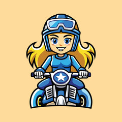 Modern and Catchy Motocross Girl Mascot Logo or T-shirt Design for Racers and Enthusiasts