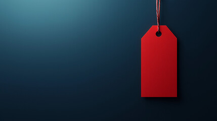 Red Price Tag Hanging, Clean Background, Sale, Discount, Promotion, Marketing, Retail, Shopping,    