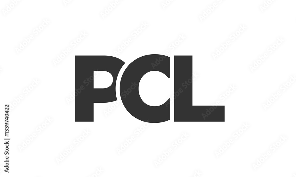 Poster pcl logo design template with strong and modern bold text. initial based vector logotype featuring s