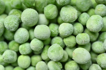 frozen green peas close-up, frozen green peas macro as background 