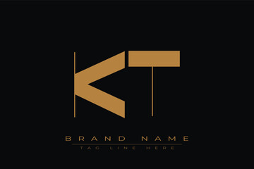 KT initial letter logo design. Letter K and T luxury alphabet letter logo icon template