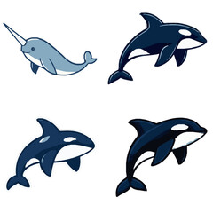 Cute Contoured Killer Whale Illustrations - Set 