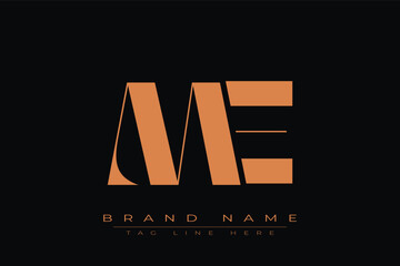 ME initial letter logo design. Letter M and E luxury alphabet letter logo icon template