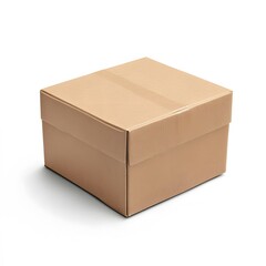 Simple brown cardboard box ready for storage or shipping