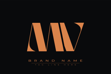 MV initial letter logo design. Letter M and V luxury alphabet letter logo icon template