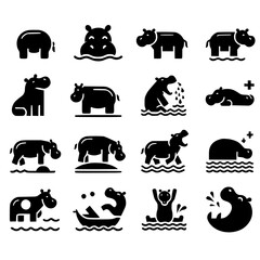hippo Icon Set