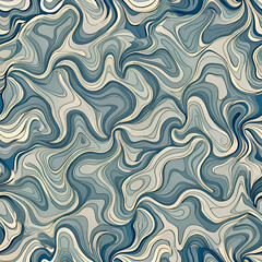 Abstract Blue and Beige Swirling Pattern Background.