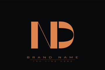 ND initial letter logo design. Letter N and D luxury alphabet letter logo icon template