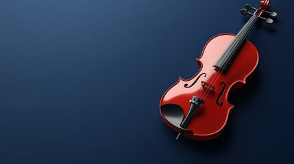 Fototapeta premium Red violin, dark blue, music promo