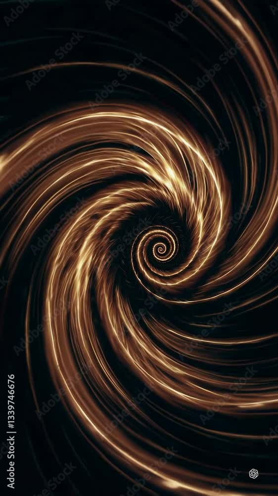 Poster dynamic golden swirl in motion: abstract energy vortex animation at high resolution