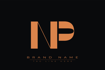 NP initial letter logo design. Letter N and P luxury alphabet letter logo icon template